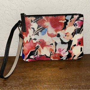 Lodis Floral Print Leather Wristlet
